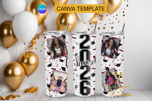 Class of 2026-Graduation Tumbler Template, Photo Tumbler Wrap