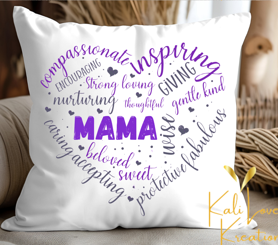 Mom Word Art Throw Pillow